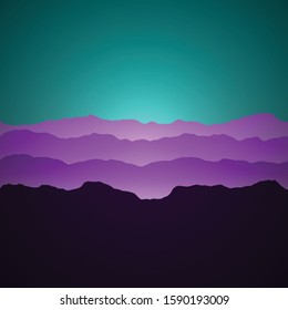 Color Mountains Landscape Generative Art background illustration
