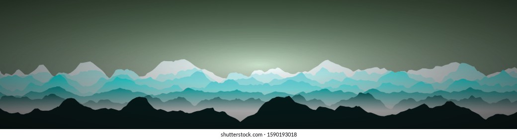 Color Mountains Landscape Generative Art background illustration