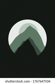 color Mountains rocks silhouette art logo design illustration