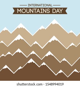 Color mountains seamless pattern. Greeting card. International Mountain day. Mountains ridges in geometric style. Flat design. Landscape background.