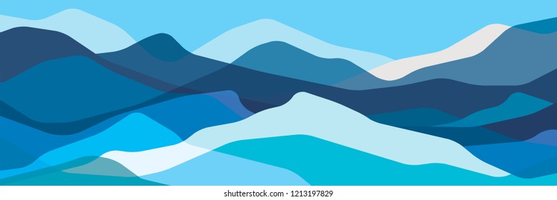 Color mountains, translucent waves, abstract glass shapes, modern background, vector design Illustration for you project