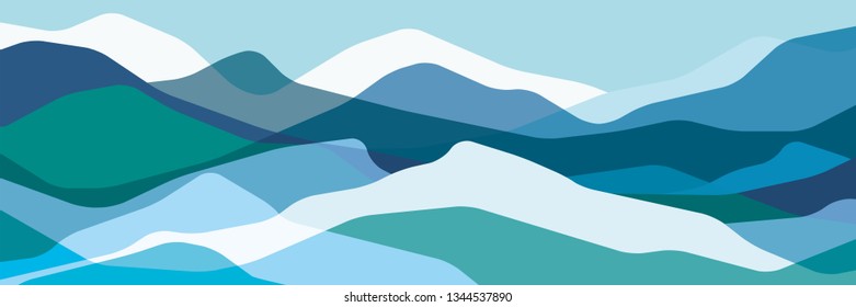 Color mountains, translucent waves, abstract glass shapes, modern background, vector design Illustration for you project