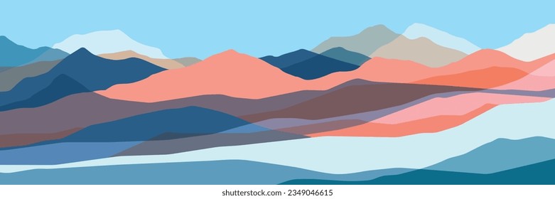 Montañas de color, ondas translúcidas, formas de vidrio abstracto, fondo moderno, diseño vectorial Ilustración para su proyecto