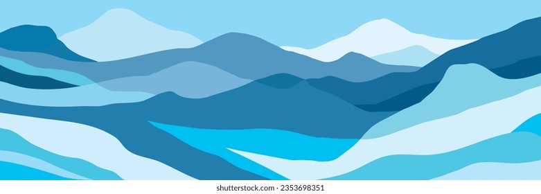 Montañas de color, ondas translúcidas, formas de vidrio abstracto, fondo moderno, diseño vectorial Ilustración para su proyecto