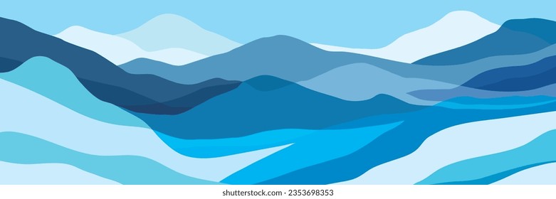 Color mountains, translucent waves, abstract glass shapes, modern background, vector design Illustration for you project