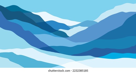 Color mountains, translucent waves. Multicolored abstract glass shapes, modern background, vector design Illustration for you project