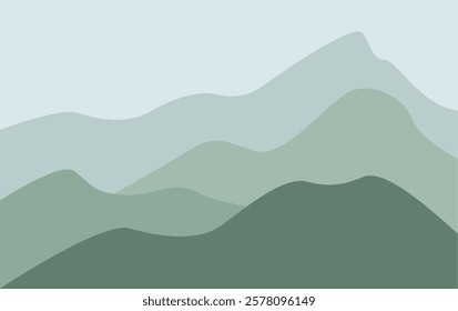 Color mountains vector, translucent waves, abstract glass shapes, modern background design