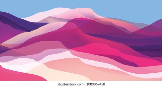 Color mountains, waves, abstract shapes, modern background, vector design Illustration for you project