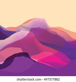 Color mountains, waves, abstract surface, modern background, vector design Illustration for you project