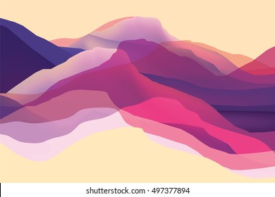 Color mountians, waves, abstract surface, modern background, vector design Illustration for you project