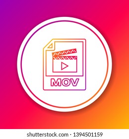 Color MOV file document icon. Download mov button line icon isolated on color background. MOV file symbol. Audio and video collection. Circle white button. Vector Illustration