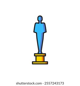 Color Movie trophy icon isolated on white background. Academy award icon. Films and cinema symbol. Flat filled outline style with shadow. Vector