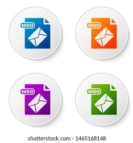 Color MSG file document. Download msg button icon isolated on white background. MSG file symbol. Set icons in circle buttons. Vector Illustration
