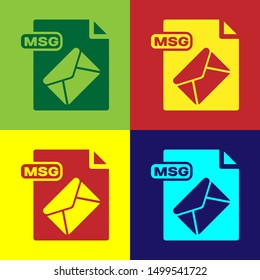 Color MSG file document. Download msg button icon isolated on color background. MSG file symbol.  Vector Illustration