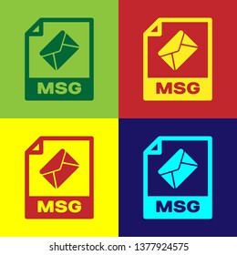 Color MSG file document icon. Download msg button icon isolated on color backgrounds. MSG file symbol. Vector Illustration