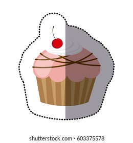 color muffin with chocolate and cherry, vector illustration design