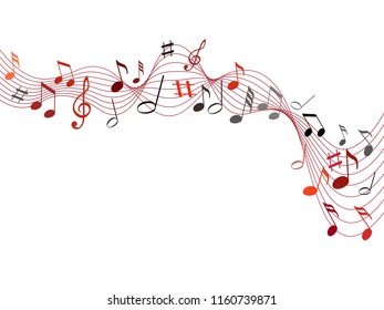 Color music notes on a solide white background