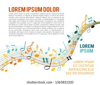 Color music notes on a solide white background