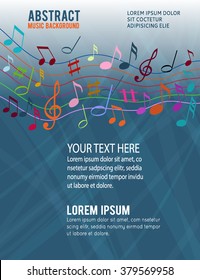 Color music notes on a solide white background