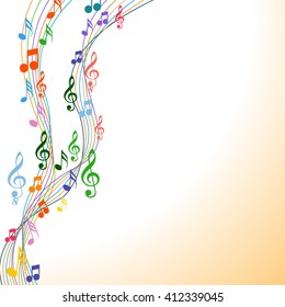 Color music notes on a solide white background