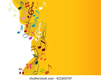 Color music notes on a solide white background