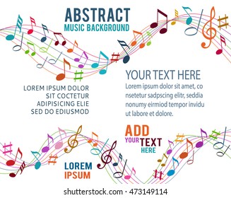 Color music notes on a solide white background
