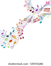 Color music notes on a solide white background