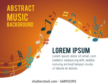 Color music notes on a solide black background