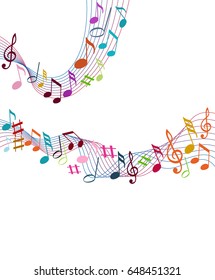 Color music notes on a solide white background