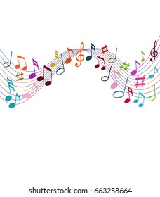 Color music notes on a solide white background