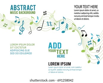 Color music notes on a solide white background