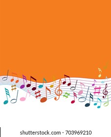 Color music notes on a solide white background