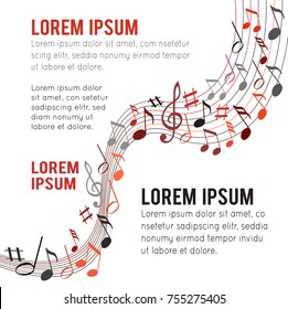 Color music notes on a solide white background