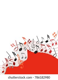 Color music notes on a solide white background