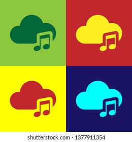 Color Music streaming service icon isolated on color backgrounds. Sound cloud computing, online media streaming, online song, audio wave. Flat design. Vector Illustration