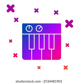 Color Music synthesizer icon isolated on white background. Electronic piano. Gradient random dynamic shapes. Vector