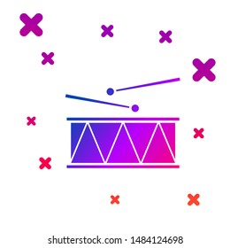 Color Musical instrument drum and drum sticks icon isolated on white background. Gradient random dynamic shapes. Vector Illustration