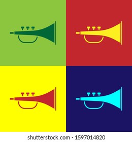 Color Musical instrument trumpet icon isolated on color background.  Vector Illustration