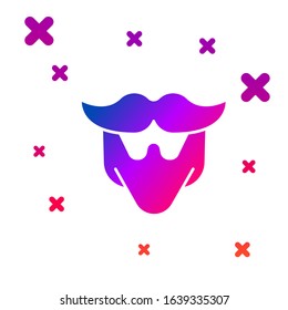 Color Mustache and beard icon isolated on white background. Barbershop symbol. Facial hair style. Gradient random dynamic shapes. Vector Illustration