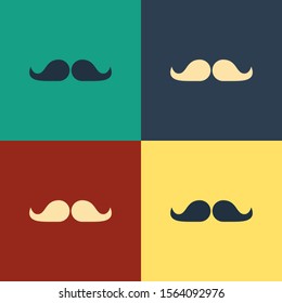 Color Mustache icon isolated on color background. Barbershop symbol. Facial hair style. Vintage style drawing. Vector Illustration