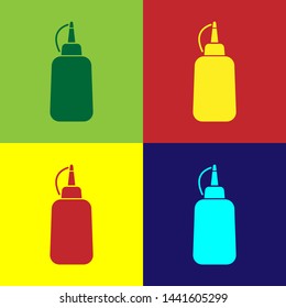 Color Mustard bottle icon isolated on color backgrounds. Vector Illustration