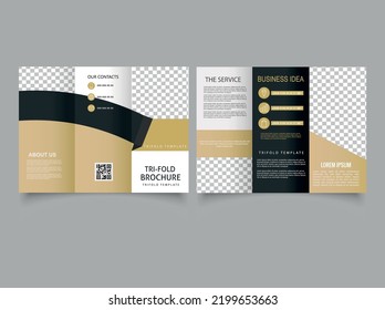 color of mustard. Trifold brochure. Trifold brochure with brazilian flag.