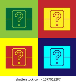 Color Mystery box or random loot box for games icon isolated on color background. Question box.  Vector Illustration