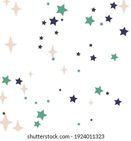 Color Mystery Night Four-pointed Sky Wallpaper. Print Green Pastel Winter Dark Ornament. White New Year Santa Pink Blue Design Pic. Christmas Stars Magic Purple Holiday Emerald Composition.
