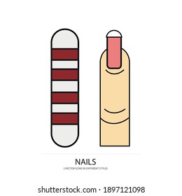 color NAILS vector type icon