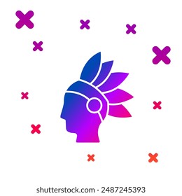 Color Native American Indian icon isolated on white background. Gradient random dynamic shapes. Vector