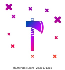 Farbe Indianeramerikanisches Tomahawk-Axt-Symbol einzeln auf weißem Hintergrund. Farbverlauf zufälliger dynamischer Formen. Vektorgrafik