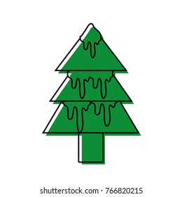 color natural pine tree with snow design