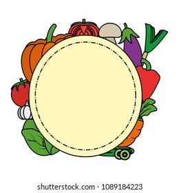 color natural vegetables organic food around emblem