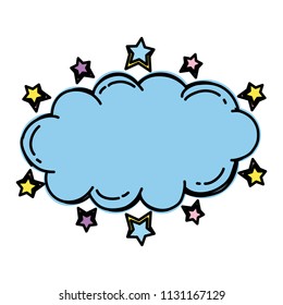 color nature fluffy cloud with stars style